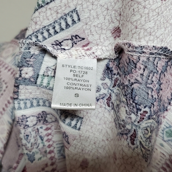 BOHO Anthropologie GiGiO USA Wine Floral Mixed Print Surplice V-neck Dress Small - Picture 14 of 14